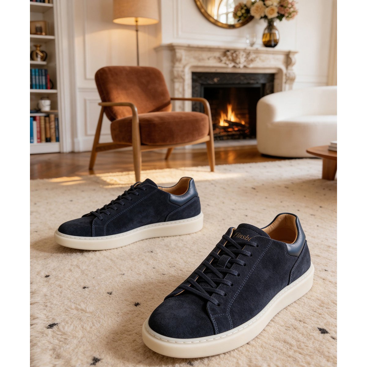 Sneakers daim DAYTONA bleu marine, FINSBURY