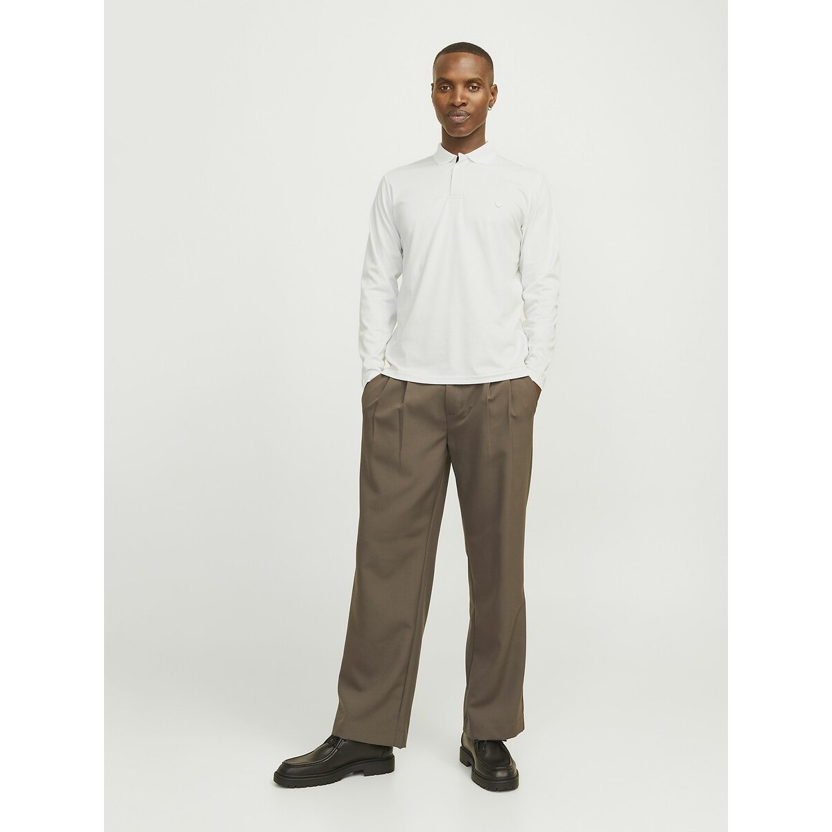 Polo manches longues droit ecru, JACK & JONES