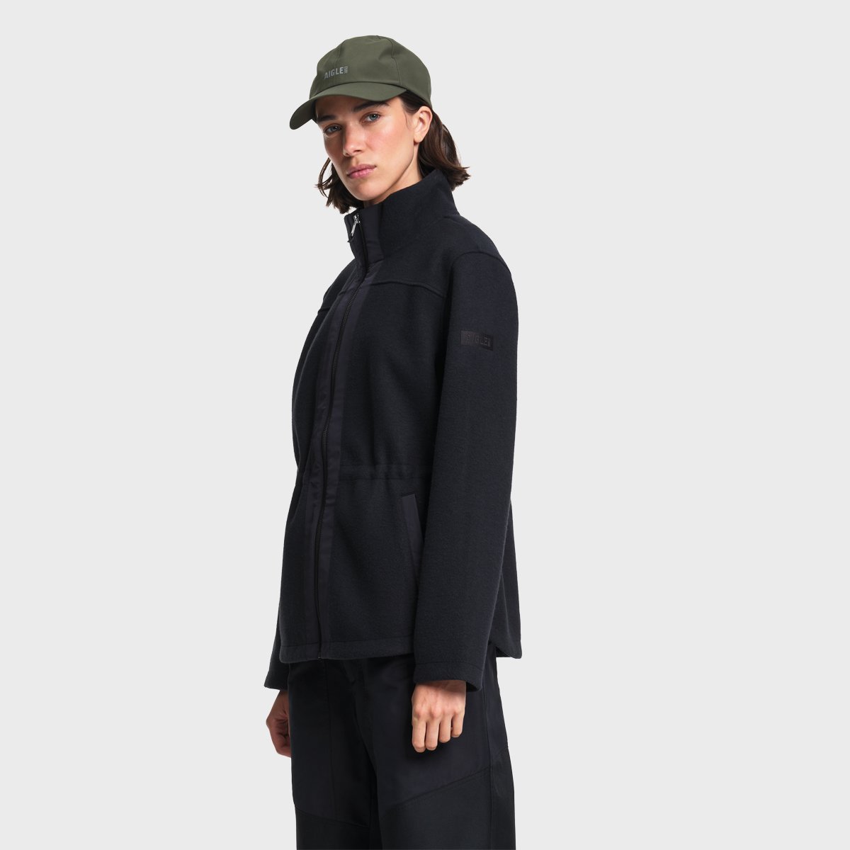 Veste polaire effet laine bouillie col montant noir, AIGLE