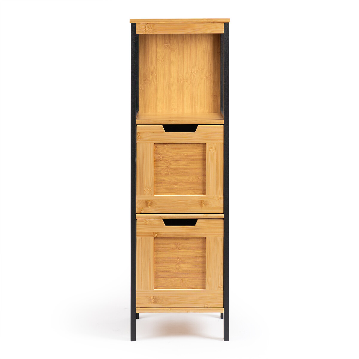 Slatted Bamboo Bathroom Slimline Drawers black, SO'HOME