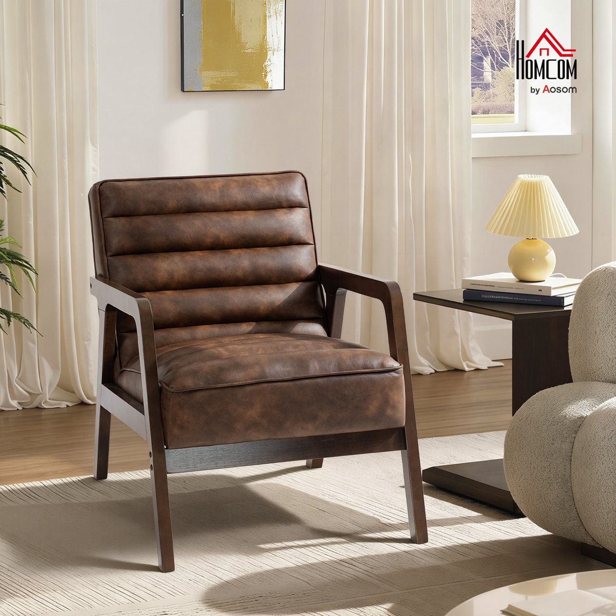 Accent Chair PU Marron marron antique, HOMCOM