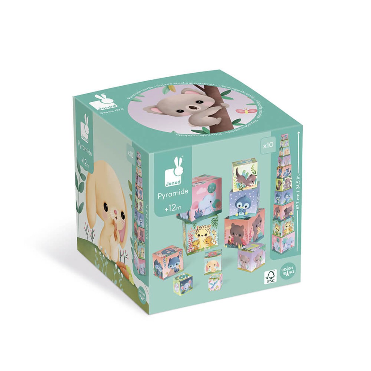 Pyramide Carree "les Animaux Tous Mignons" multicolore, JANOD