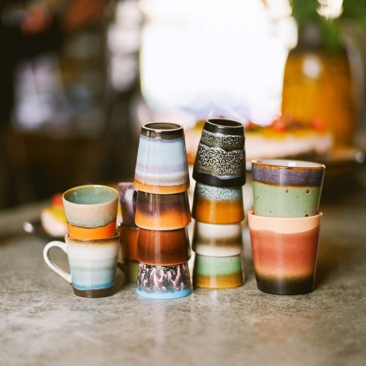 Tasses à café grès Grounding set de 6 multicolore, HKLIVING