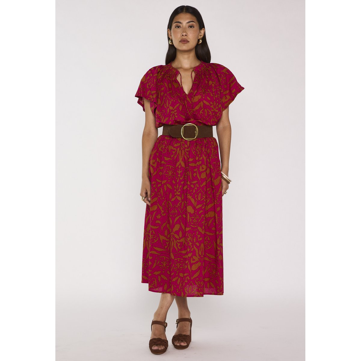 Blouse imprimée à manches courtes en coton MIA fuchsia, Maison 123