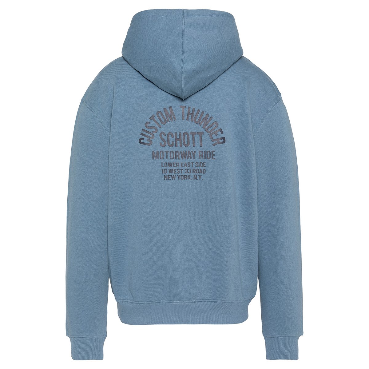 Sweatshirt à capuche custom thunder bleu jean, SCHOTT