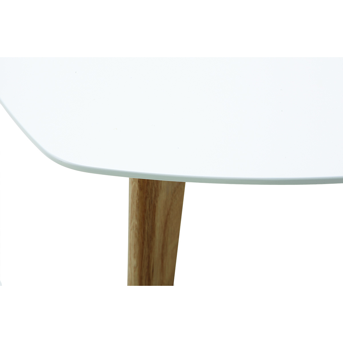 Table basse scandinave blanc et bois clair chêne L80 cm EKKA blanc, MILIBOO