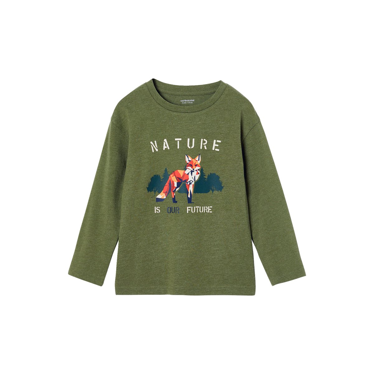 Tee-shirt grand imprimé devant STRANGER FOREST vert chiné, VERTBAUDET