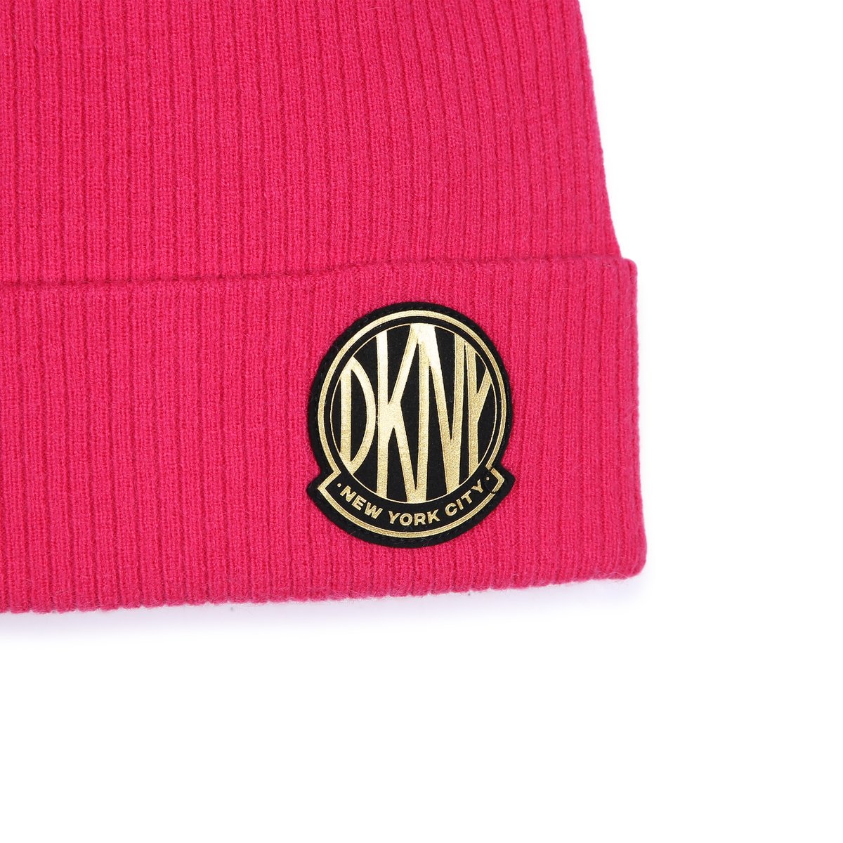 Casquette tricotée avec poignet rose peps, DKNY