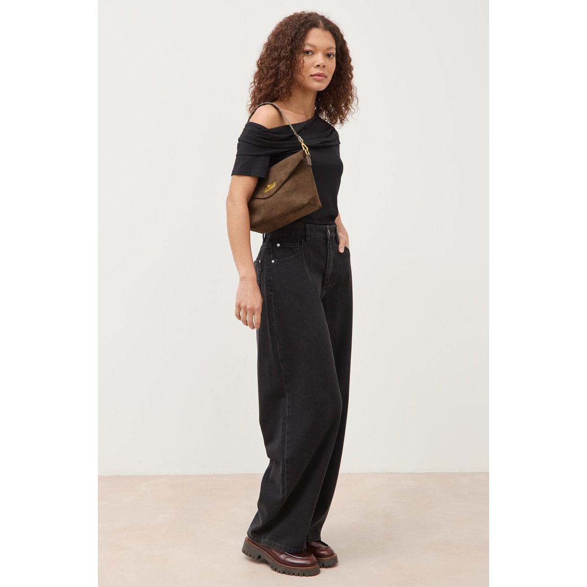 Jeans loose en coton denim gris, BONOBO