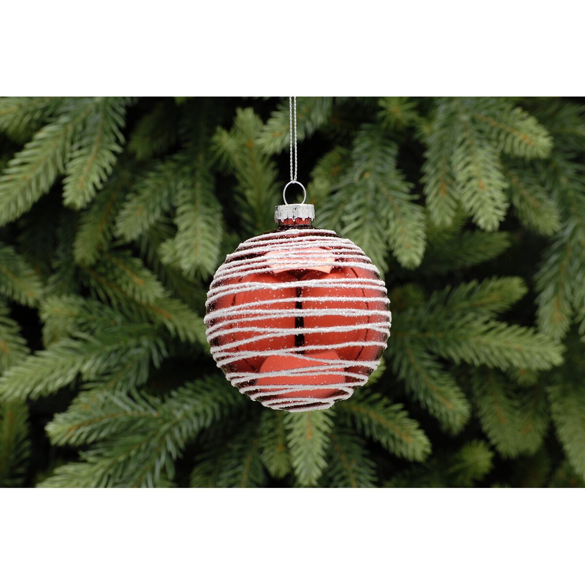 Set of 3 Mixed Red & White Baubles multi-coloured, SO'HOME