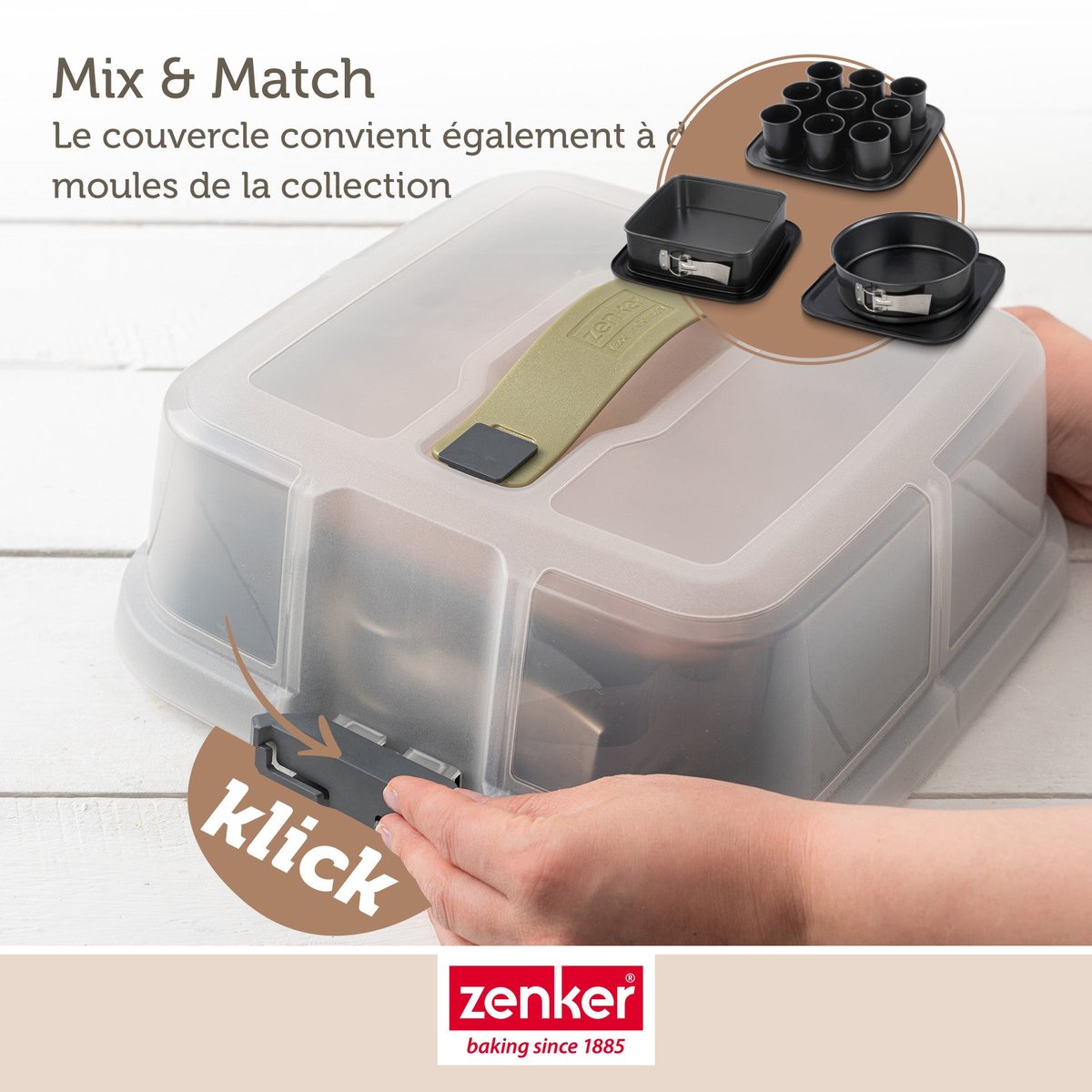 Lot de 2 moules à gâteaux 23/23 cm en acier BAKE CLICK AND GO noir, ZENKER