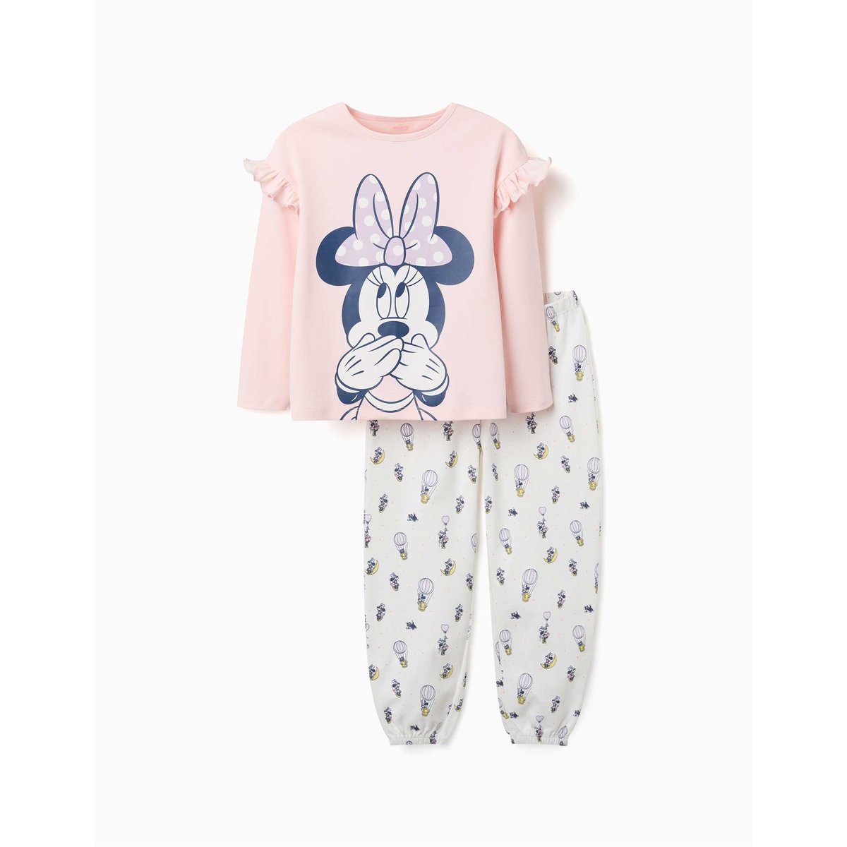 Pyjama long en coton avec imprimés Minnie rose clair, ZIPPY