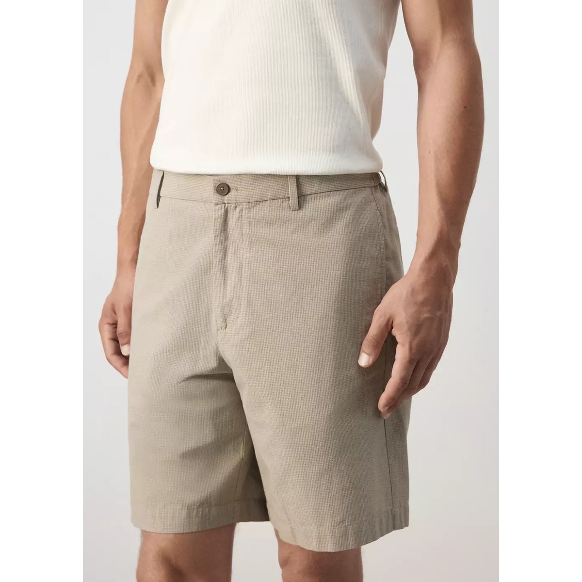 Bermuda slim fit 100 % coton micro-carreaux beige, MANGO MAN