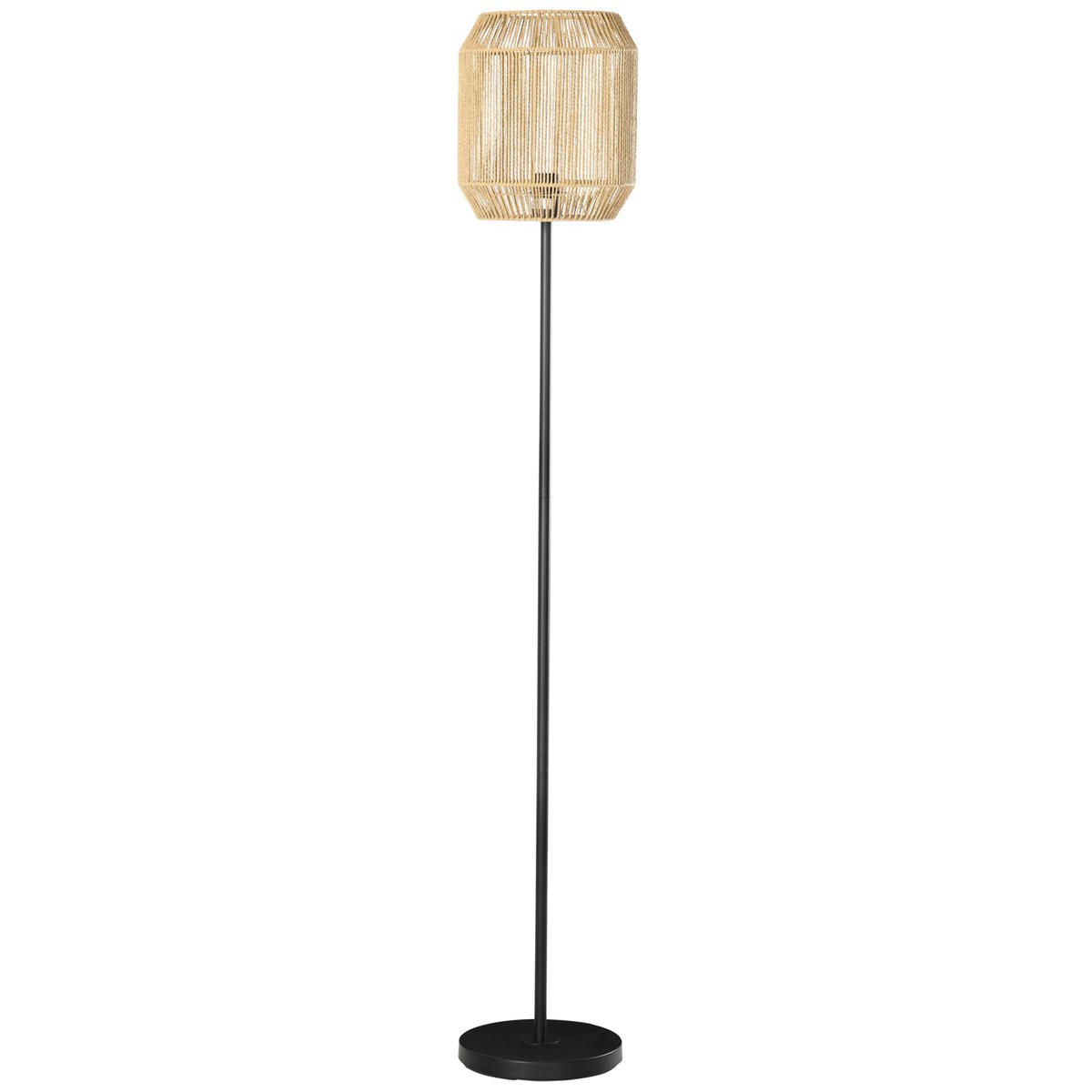 Lampadaire Ficelle de papier Bois naturel noir, HOMCOM