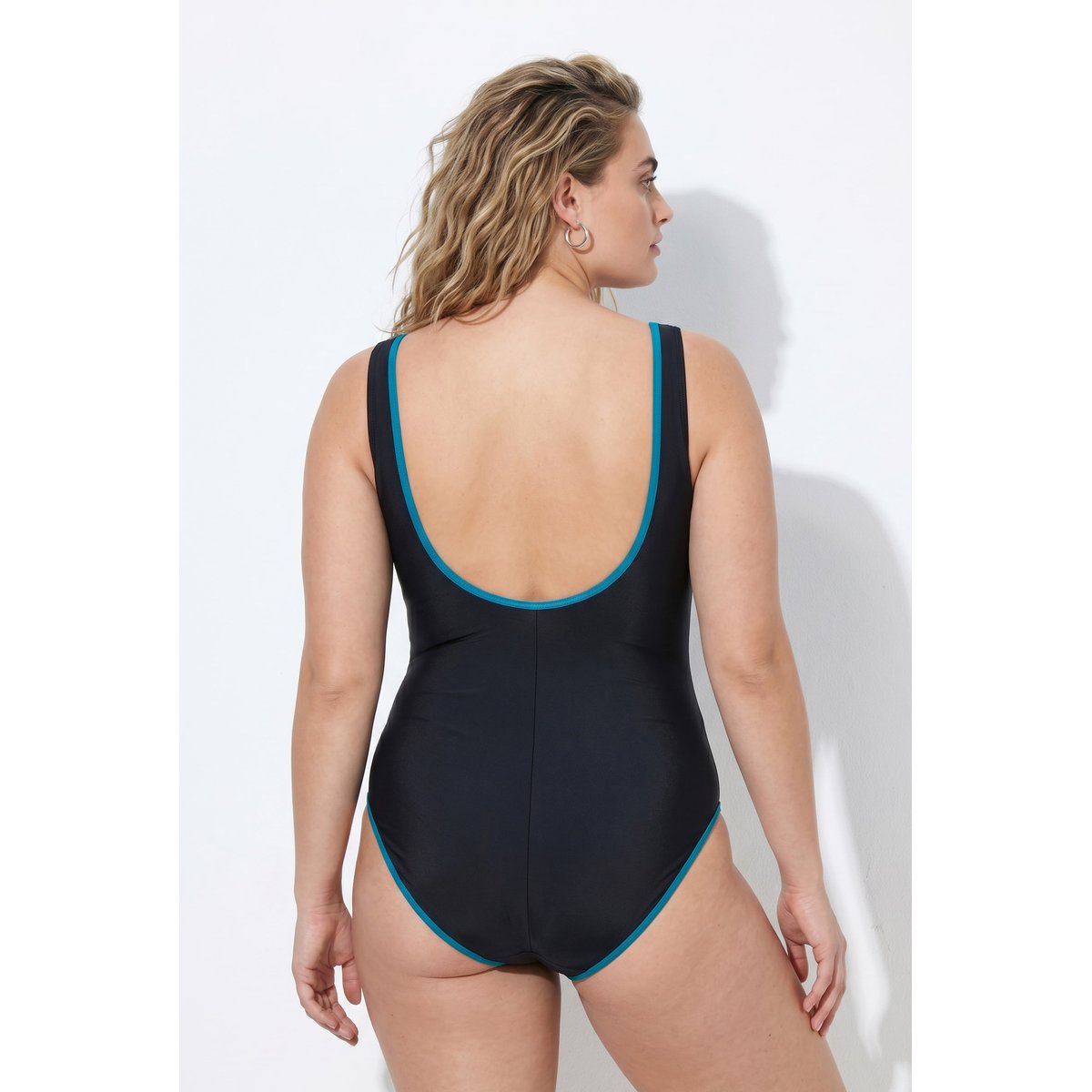 Maillot de bain, motif confettis pétrole foncé, ULLA POPKEN
