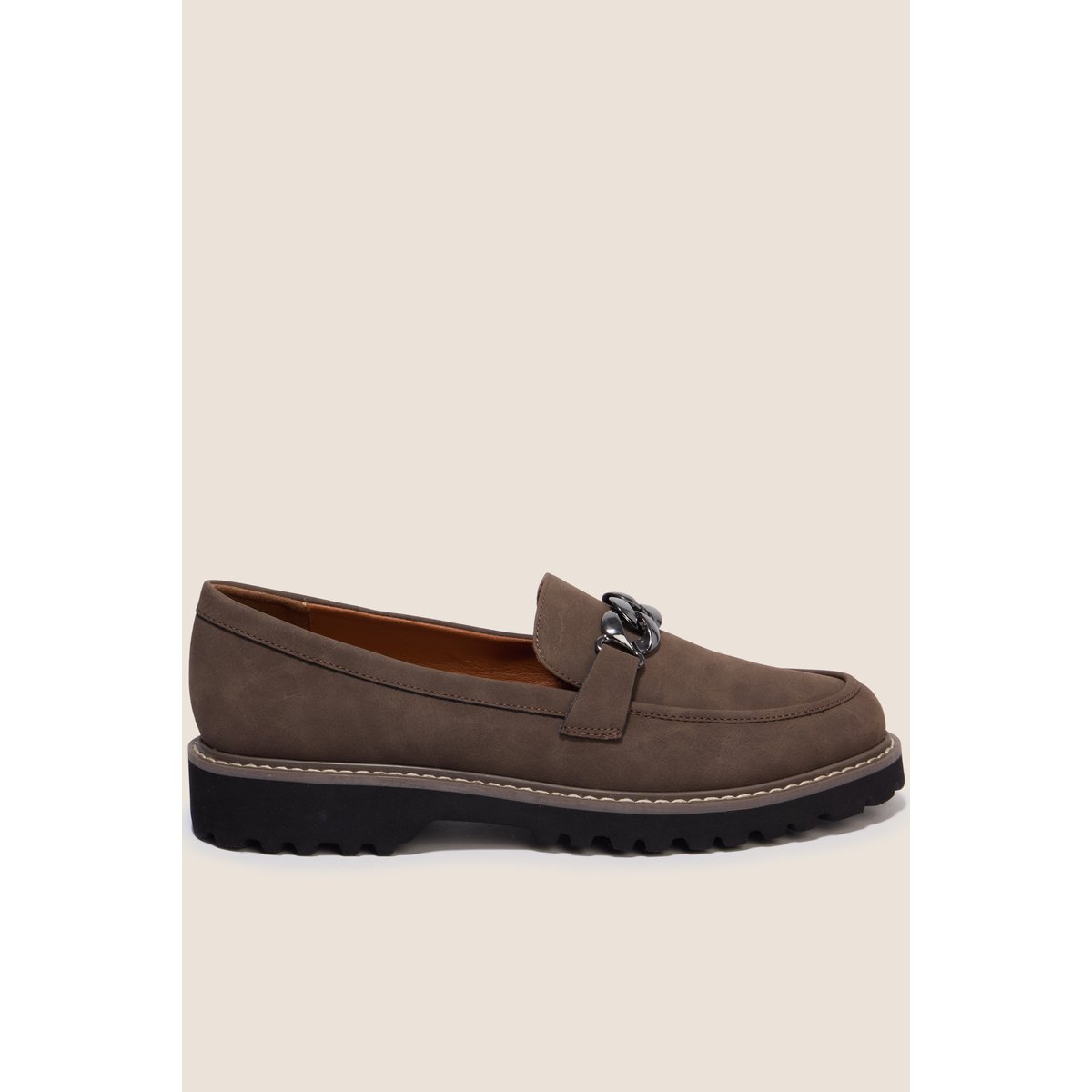 Mocassins avec chaîne aspect daim marron, BREAL