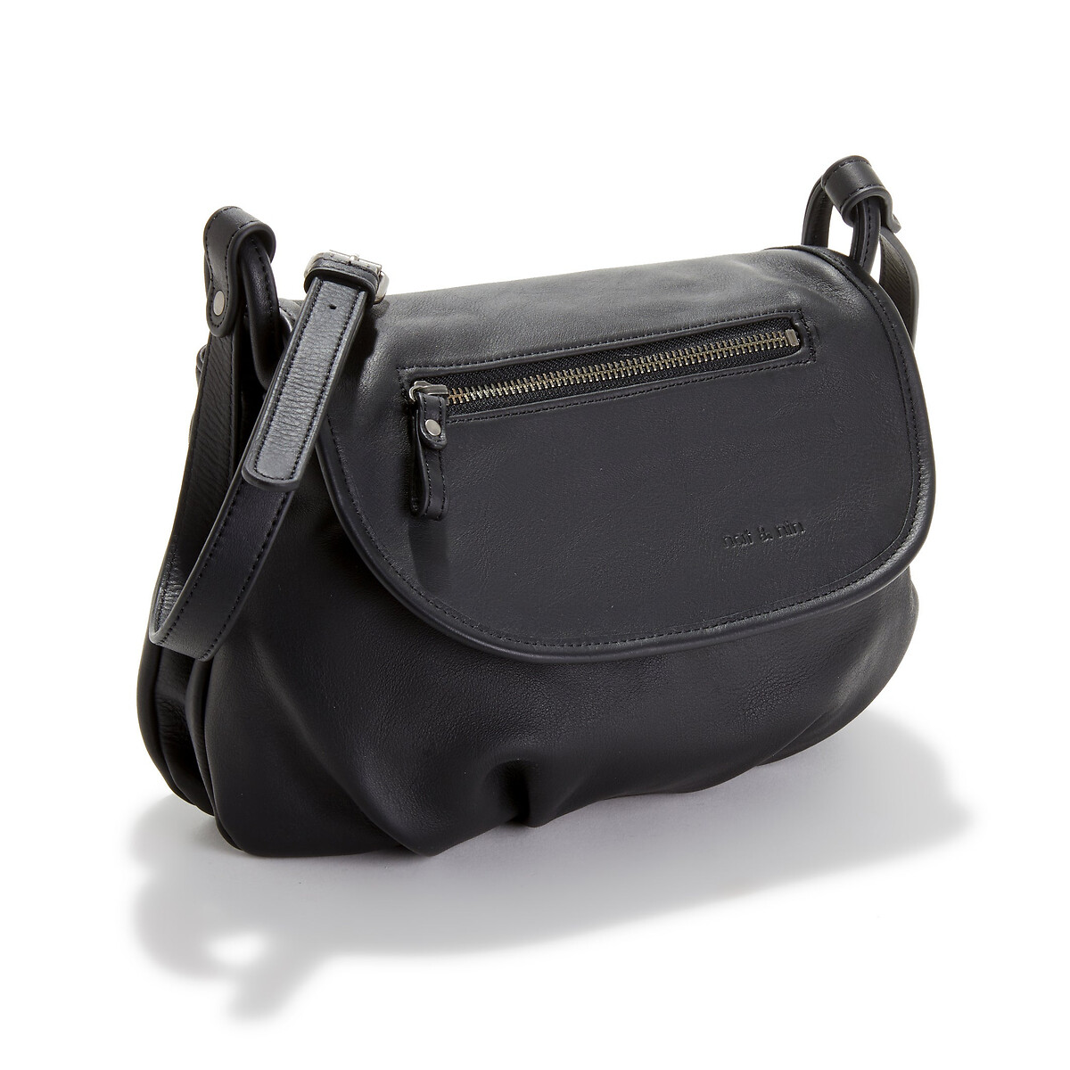 Sac besace à rabat en cuir JEN noir, NAT & NIN