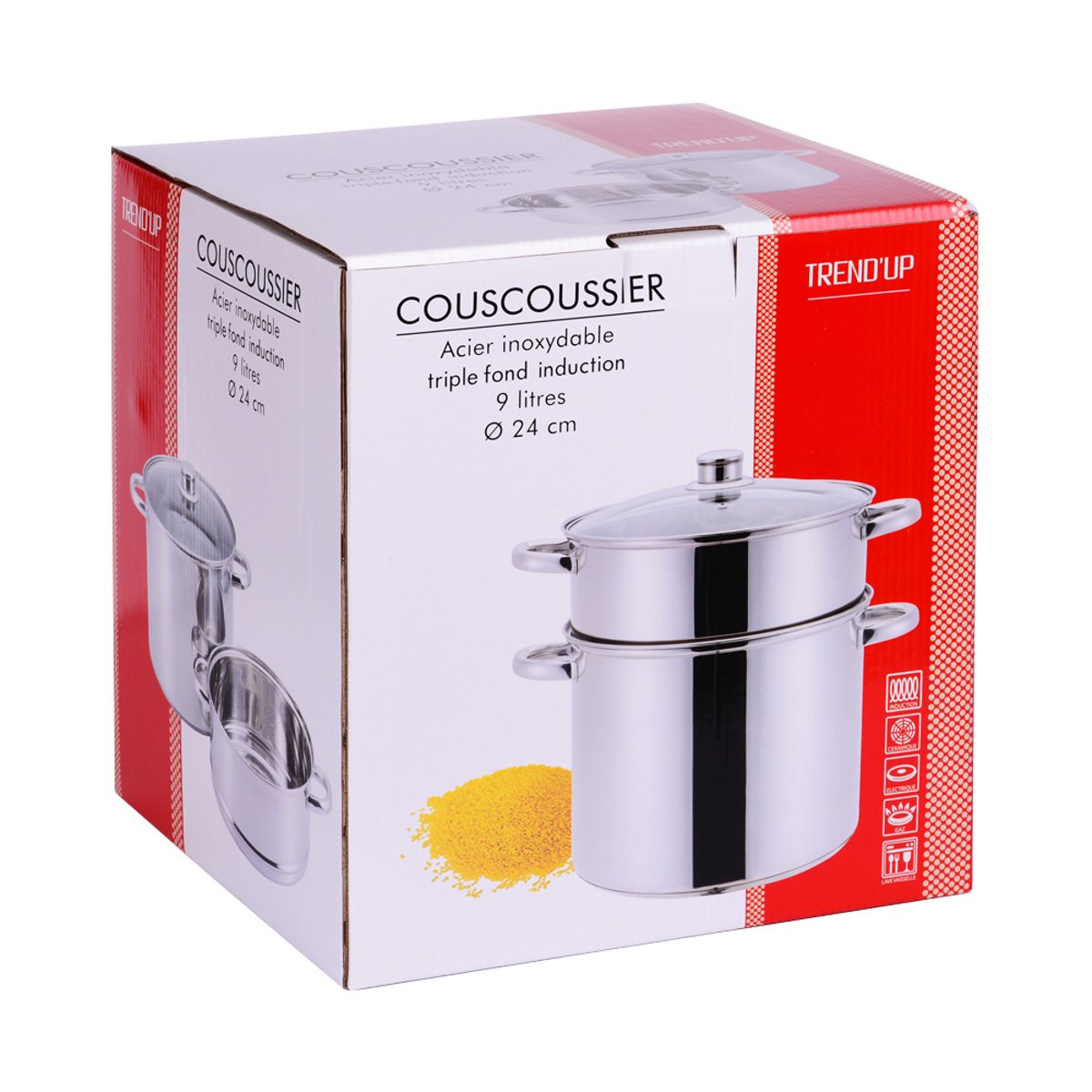Couscoussier inox 24 cm 9 litres argent / métallique, TREND'UP