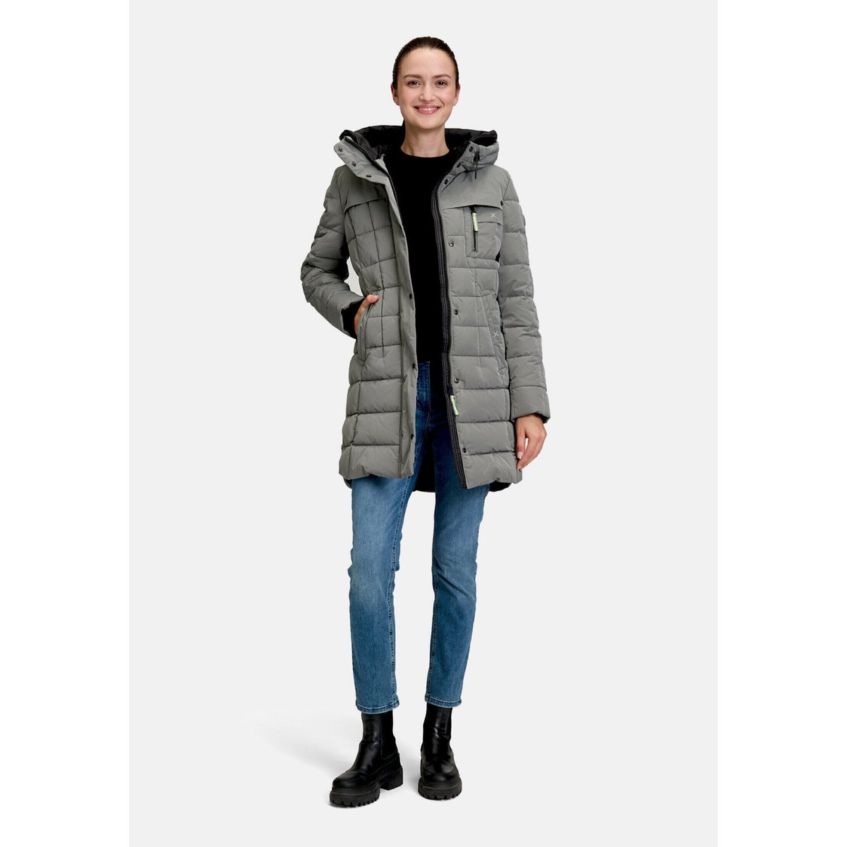 Veste d'hiver à capuche salvia, AMBER & JUNE
