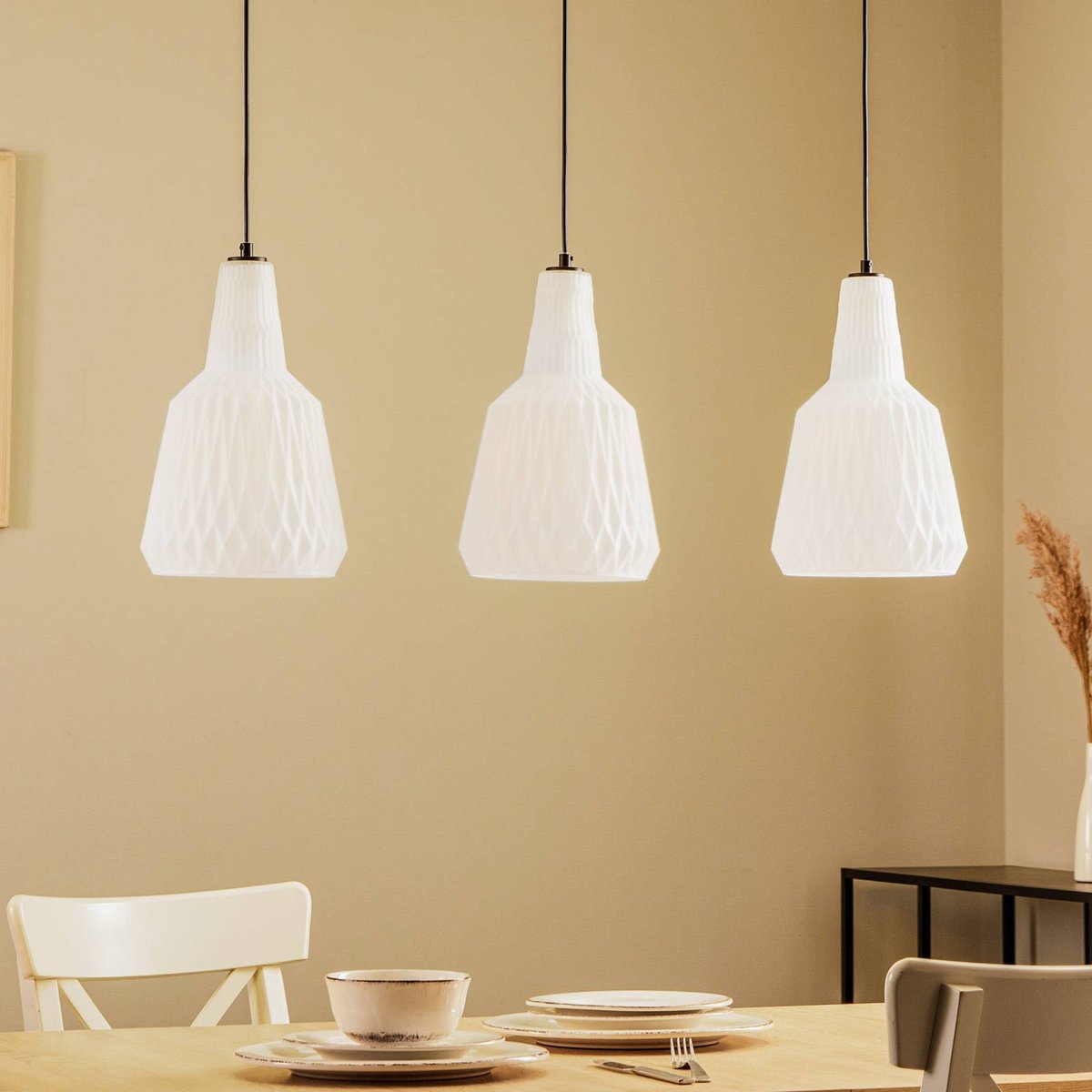 Suspension en verre vintage, Belarion opale, LINDBY