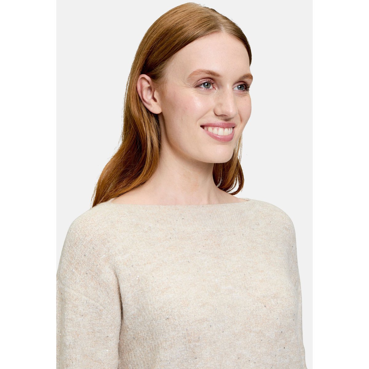 Pull-over en maille à teneur en fil fantaisie light beige melange, BETTY BARCLAY