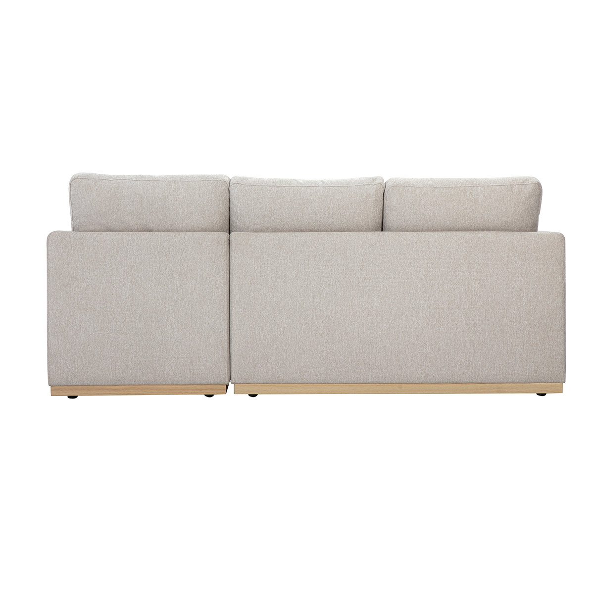 Canapé d'angle droit en tissu effet velours texturé beige 3 places MOSS beige, MILIBOO