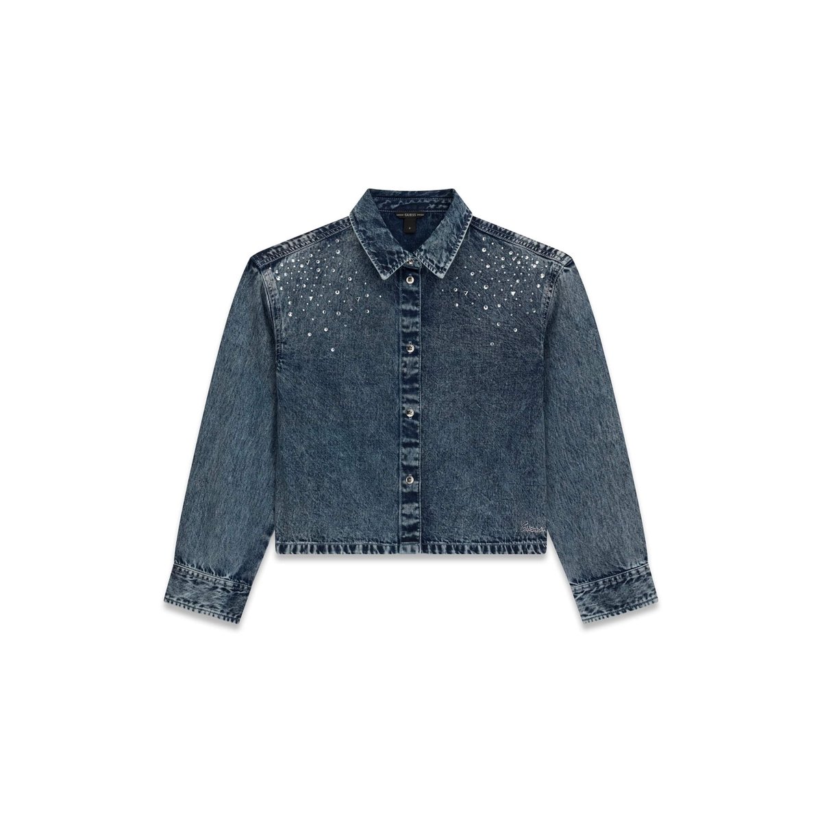 Chemise Crop En Denim bleu, GUESS KIDS