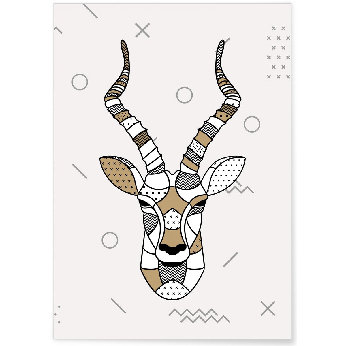 Poster Antilope scandinave blanc, L'AFFICHERIE