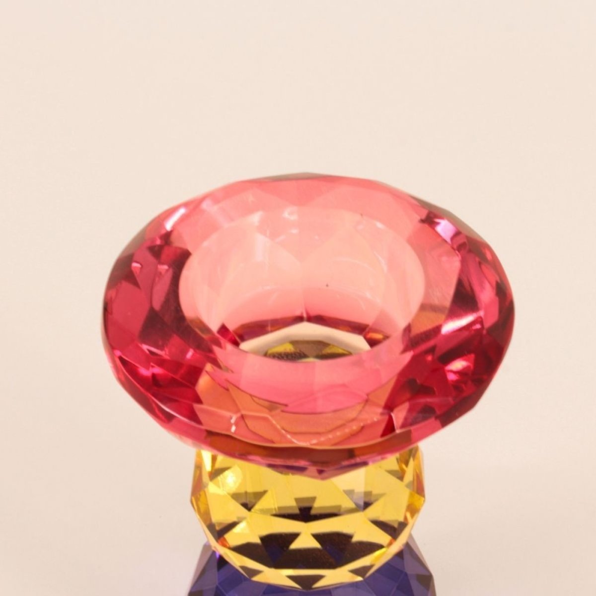 Bougeoir 3 couleurs en cristal à facettes 13cm rouge, HASHTAG DECO