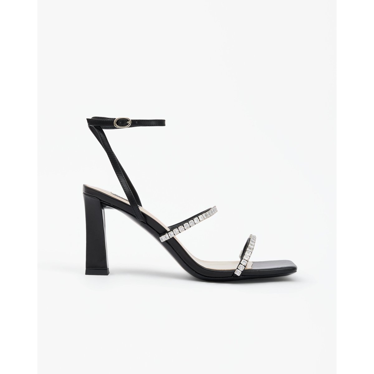 Sandales à bout carré et strass NIDAL noir, MI MAI