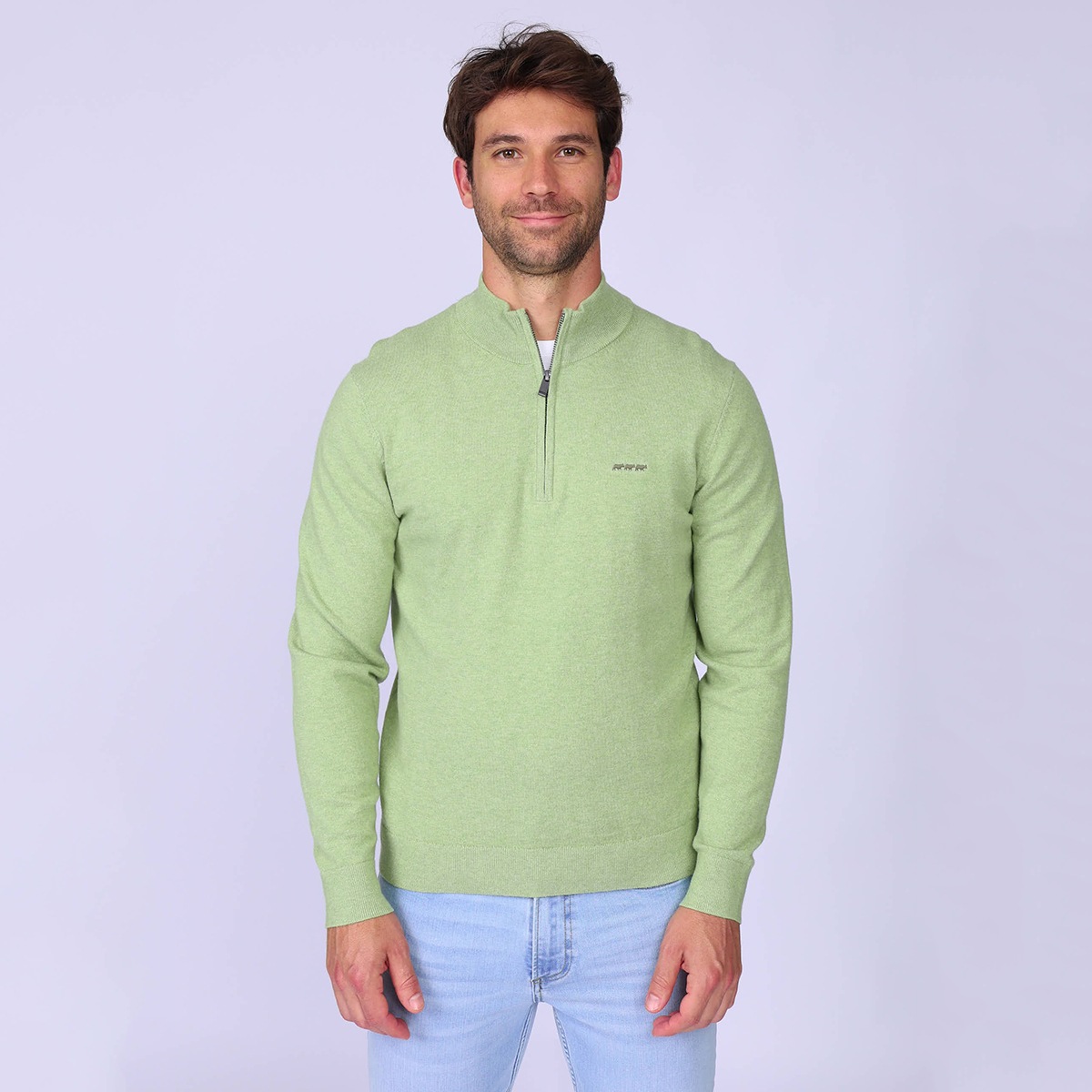 Pull col camionneur vert clair, MISE AU GREEN