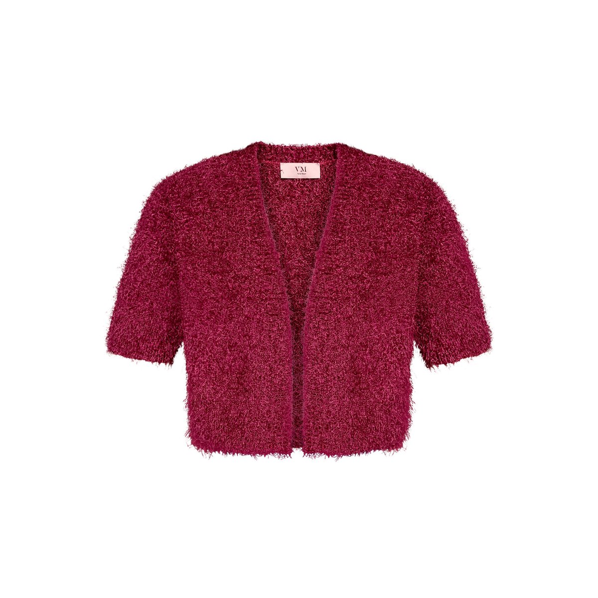 Cardigan en maille d'été à teneur en fil fantaisie dark fuchsia, VERA MONT