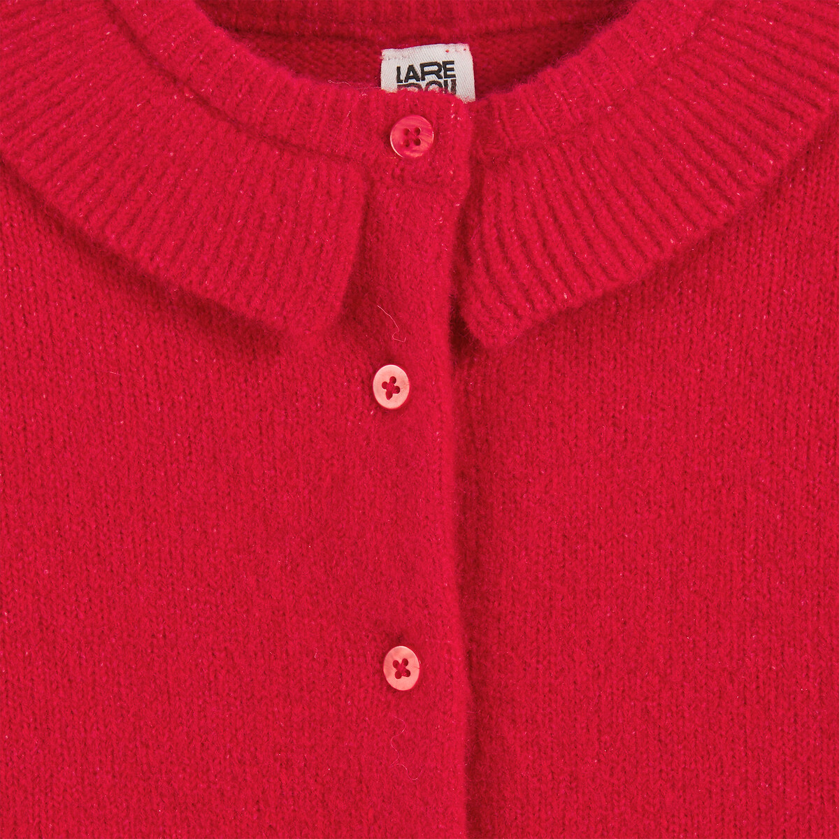 Gilet avec col claudine, en grosse maille rouge, LA REDOUTE COLLECTIONS