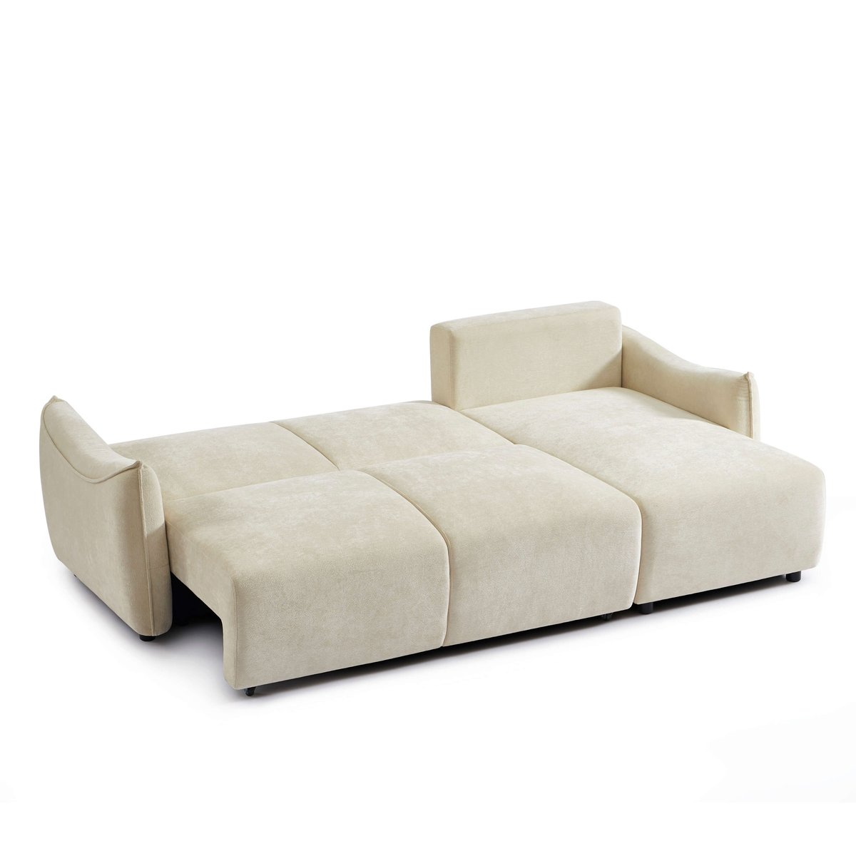 Canapé d'angle convertible tissu  OPALINE beige, BAÏTA