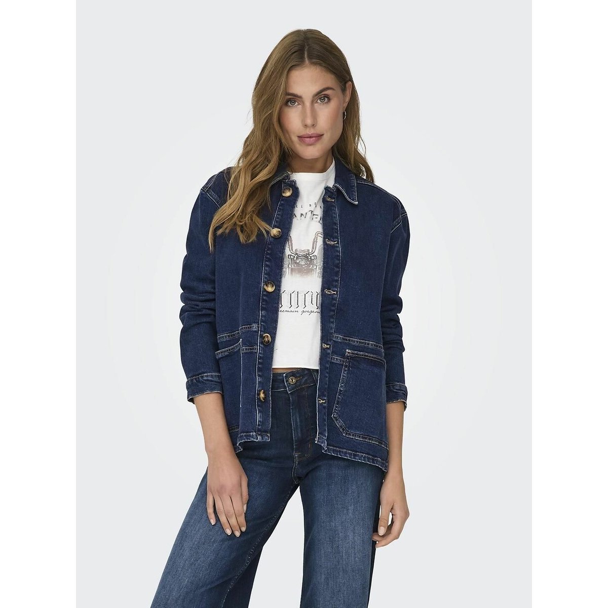 Denim Utility Jacket dark blue , ONLY