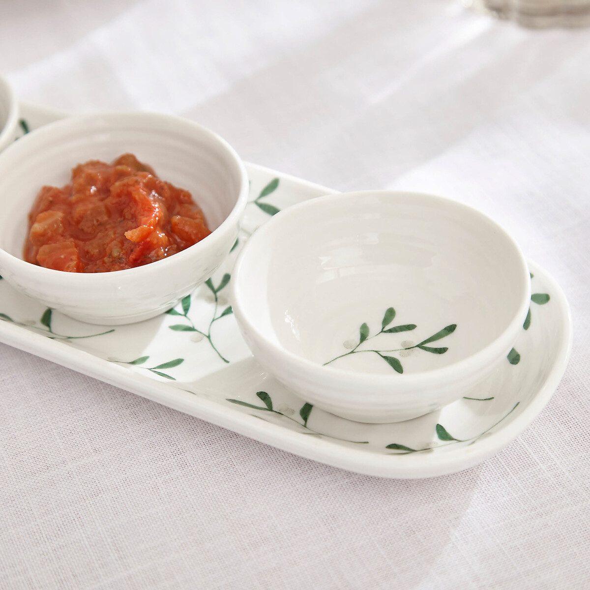 Set of 3 Mistletoe Dip Bowls & Tray white, SOPHIE CONRAN FOR PORTMEIRION