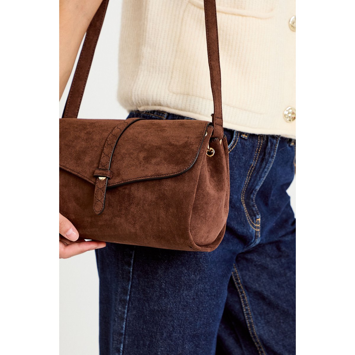 Sac aspect daim marron, CACHE CACHE