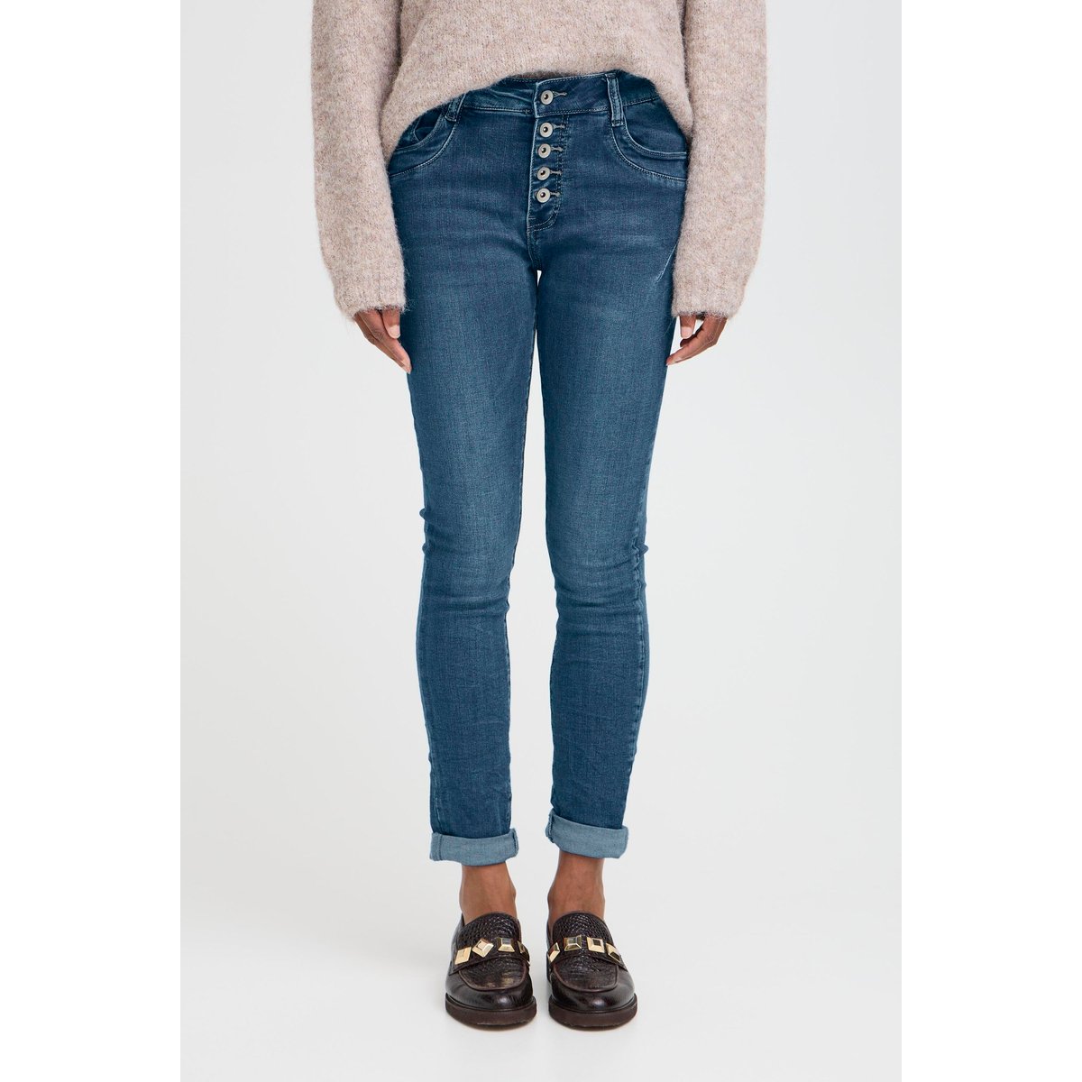 Jean slim taille haute bleu sky blue denim, B.YOUNG