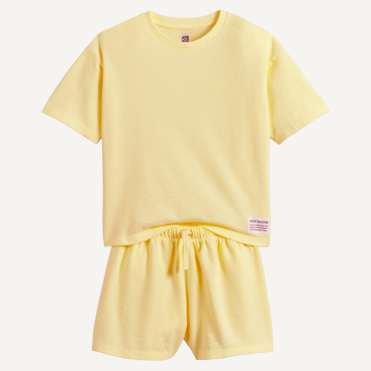 Cotton Textured Knit Short Pyjamas yellow, LA REDOUTE COLLECTIONS