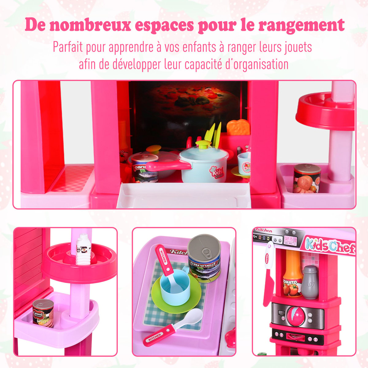 Ensemble de cuisine pour enfants Plastique rose, HOMCOM