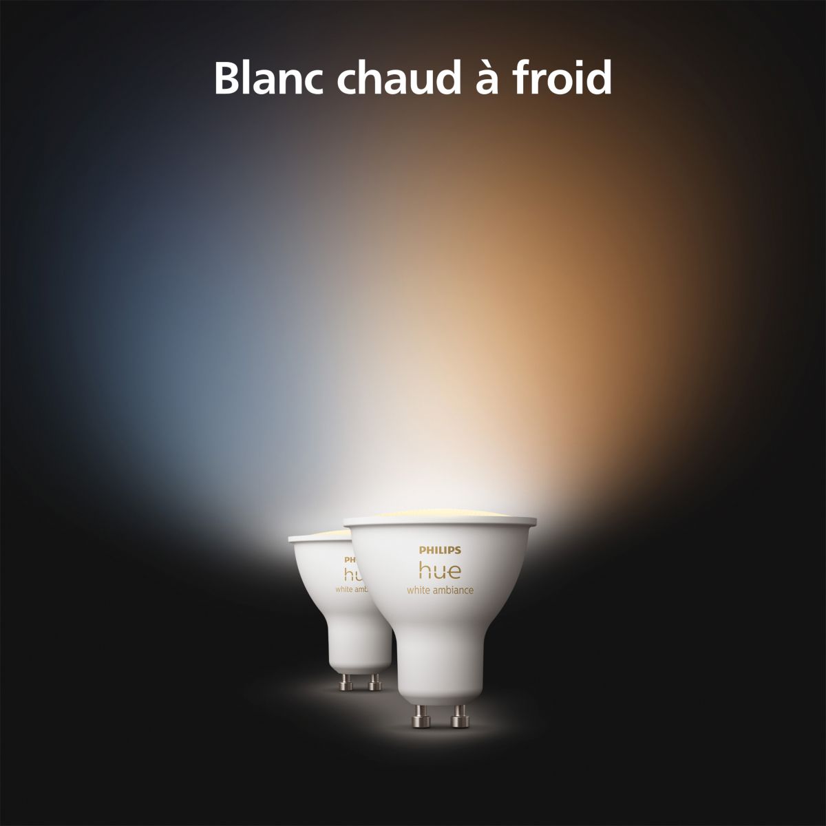 Ampoule LED connectée GU10 White Ambiance pack de 2 multicolore, PHILIPS HUE
