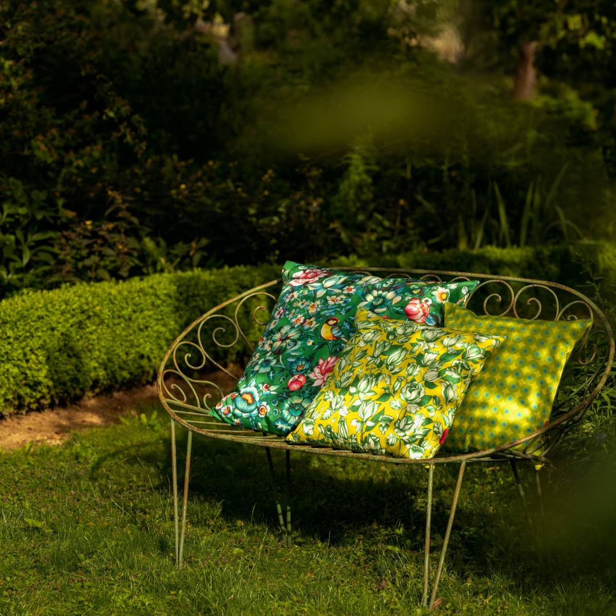 Housse de coussin extérieur APONI jaune, VENT DE BOHÈME