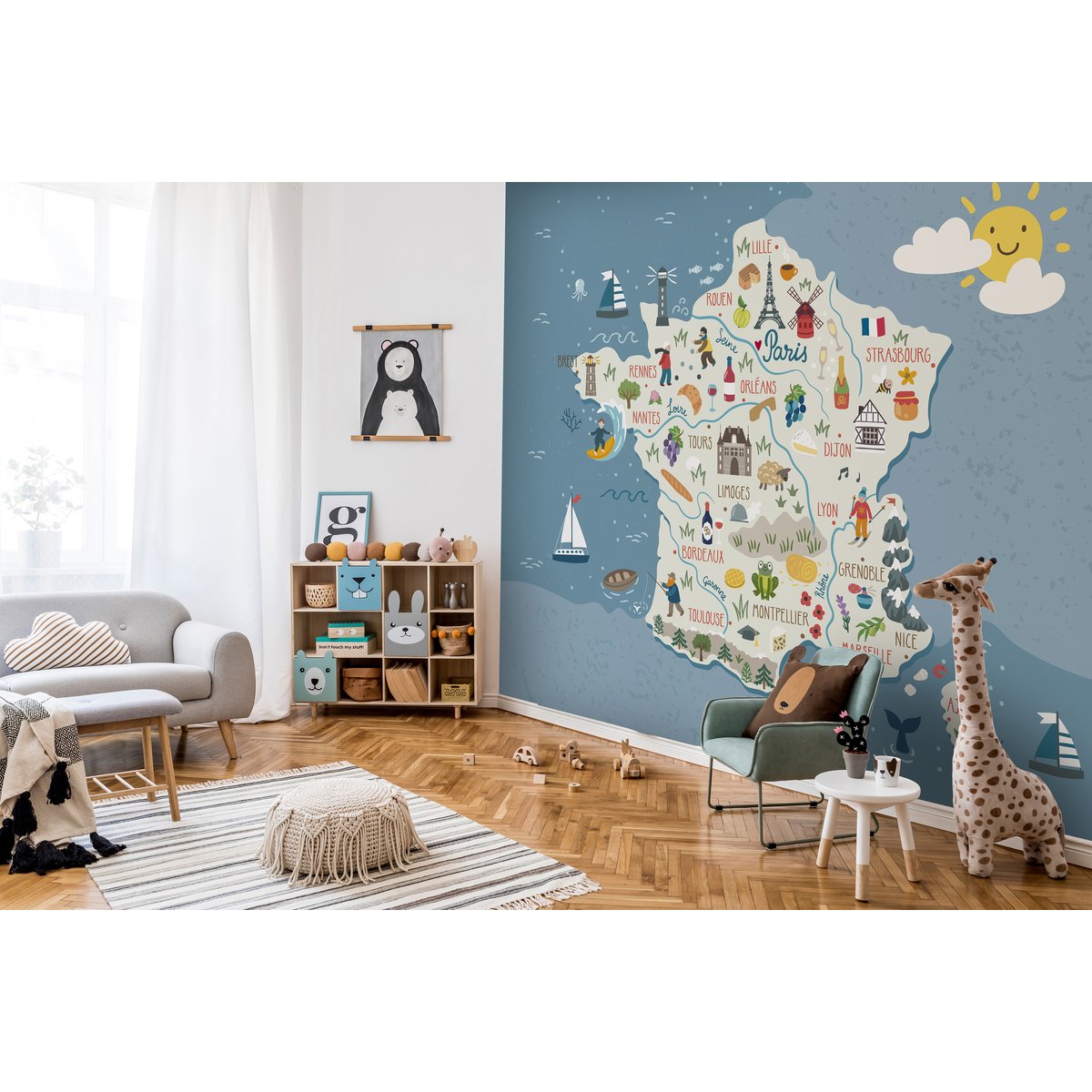 Papier peint panoramique FRENCHY bleu, LE PAPIERS DE NINON