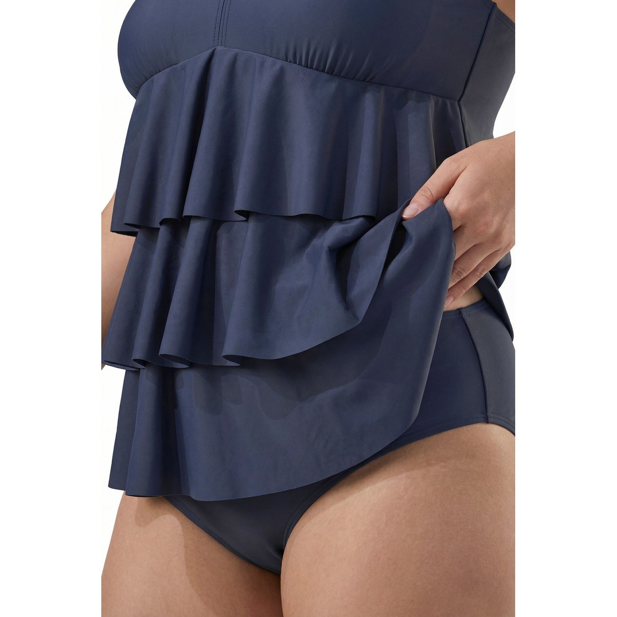 Tankini à volants, bonnets souples marine, ULLA POPKEN