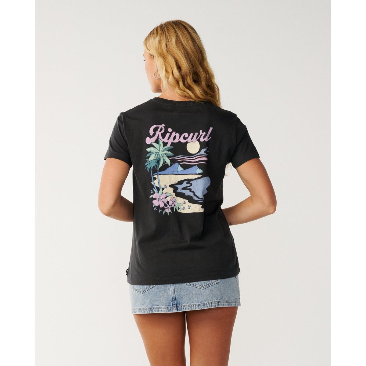 T-shirt  BEACH DAYS washed black, RIP CURL