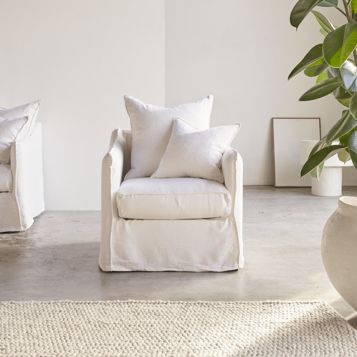 Fauteuil en Tissu massif, ARIANE blanc, TIKAMOON