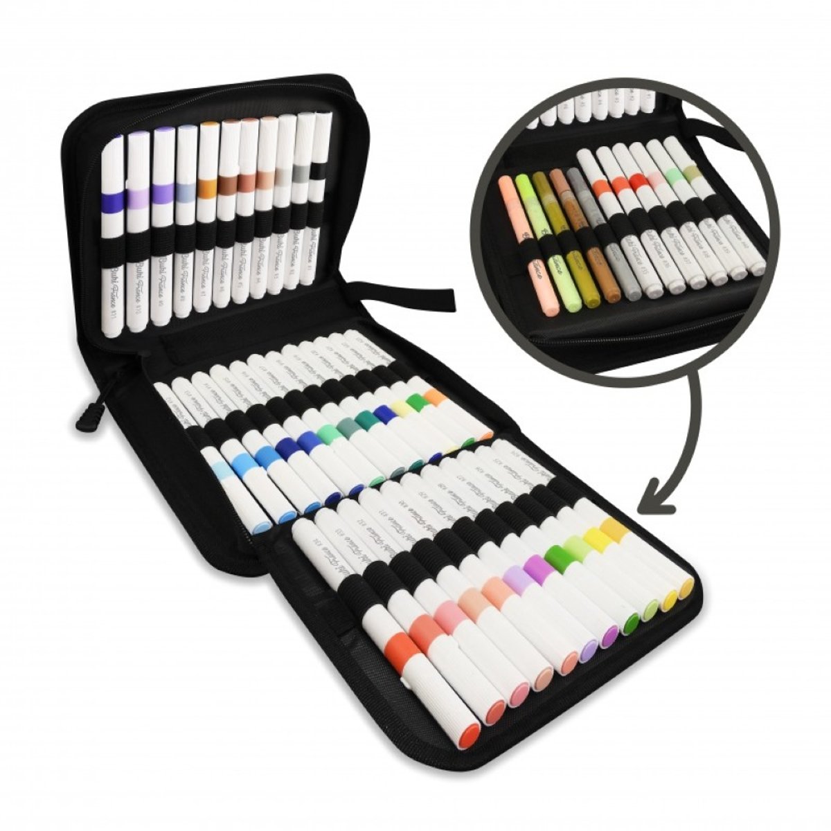 Trousse 45 feutres acryliques noir, BUKI FRANCE