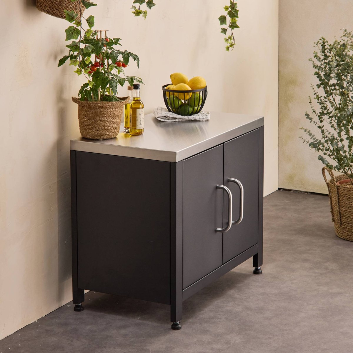 Module de cuisine extérieure acier L80cm GRIMAUD noir, SWEEEK