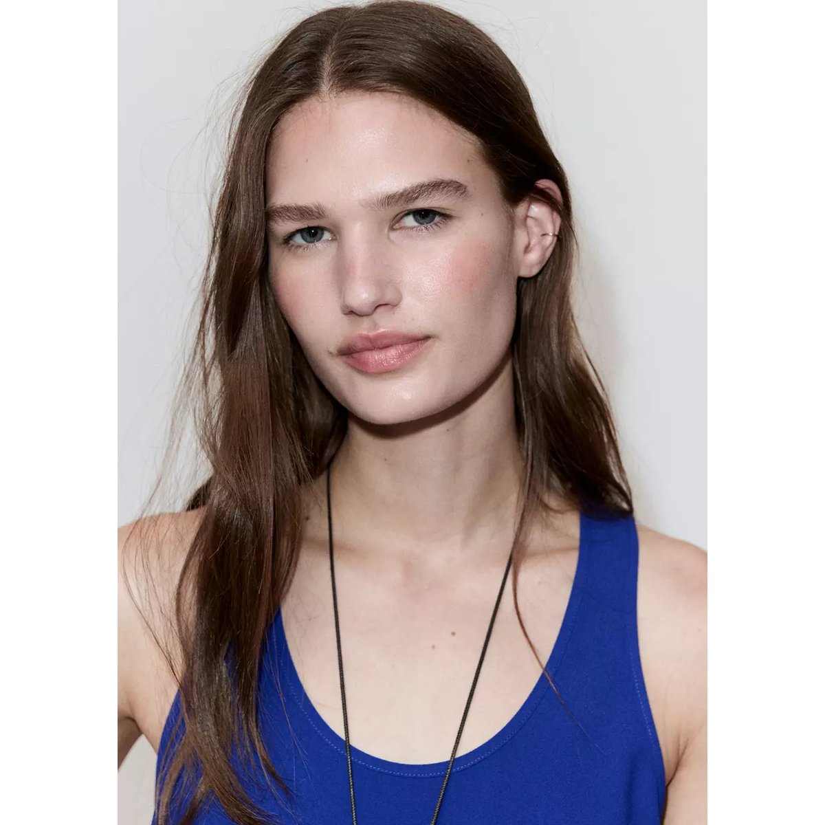Top crop col rond bleu, MANGO