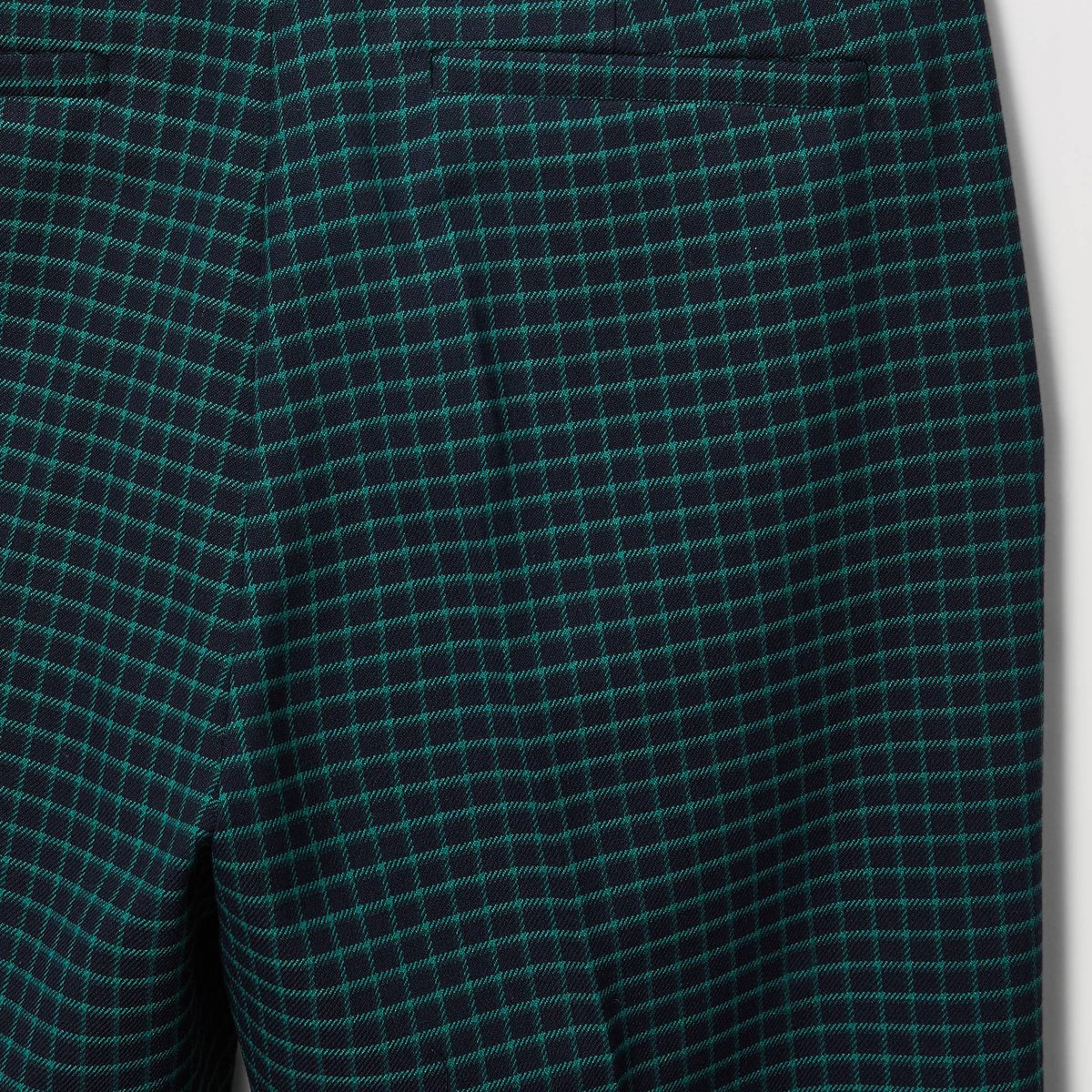 Pantalon droit à carreaux avec pli cassé marine, MONOPRIX
